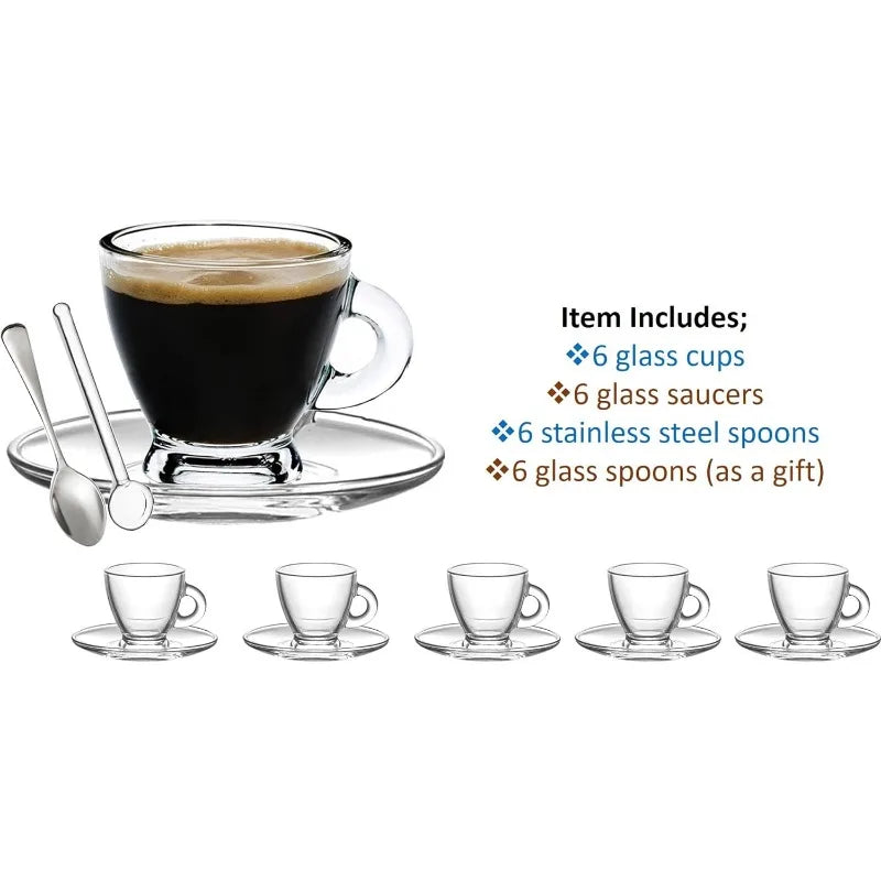 3.2 oz Small Clear Glass Espresso Drinkware (Set of 6)