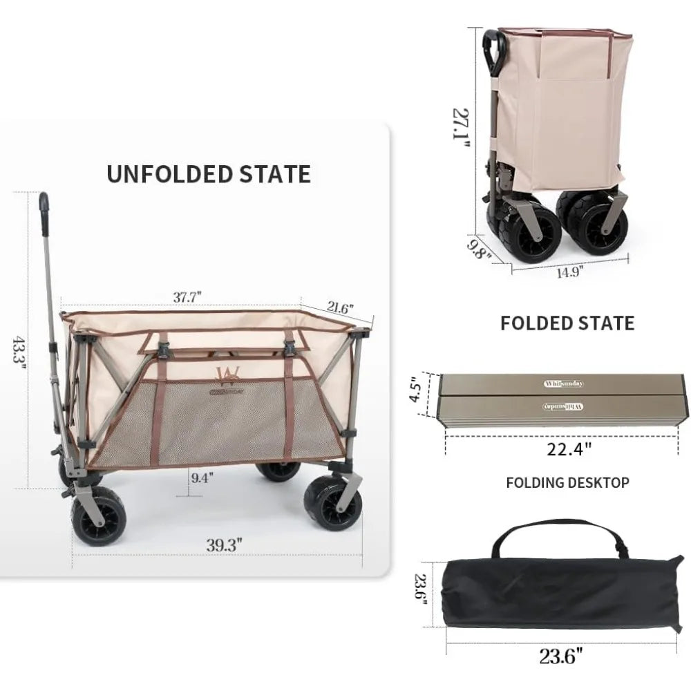 Foldable Wagon Cart with Aluminum Table Plate