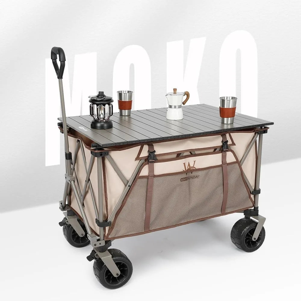 Foldable Wagon Cart with Aluminum Table Plate