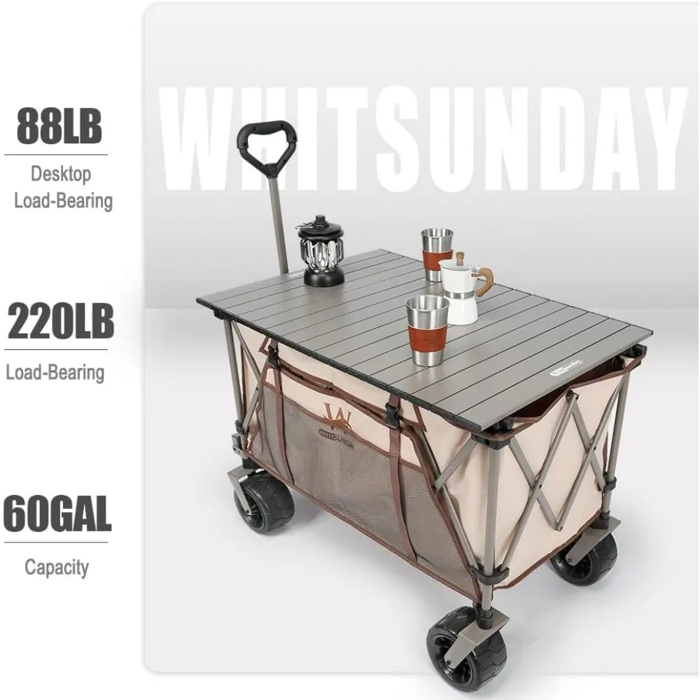 Foldable Wagon Cart with Aluminum Table Plate